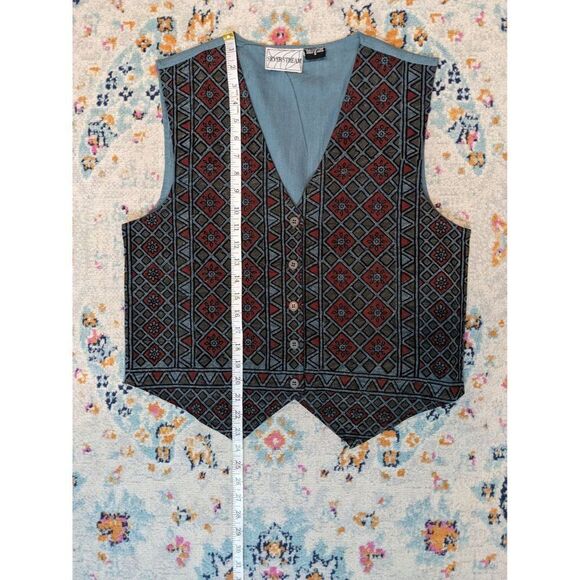*3 for $12*‎ Silver Stream 100% Cotton Geometric Print Vest - Small - Picture 6 of 8